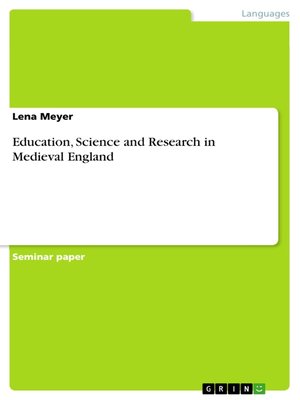 cover image of Education, Science and Research in Medieval England